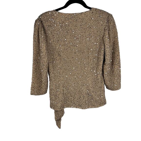 Chadwicks Sequin Beaded Wrap Top Womens SZ 4 Holiday Glam Party Evening Blouse - Picture 6 of 12